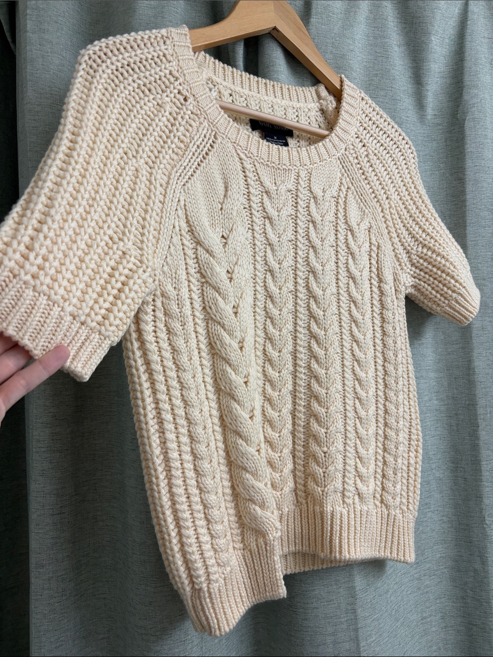 Misha Nonoo Cream Wool Knit Scoop Neck Sweater Top Size M